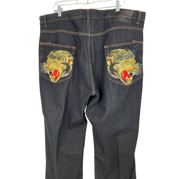 Ed Hardy Mens Wide-Leg Denim Jeans Embroider Panther Pockets Size 44  RQ10250 - Picture 5 of 13